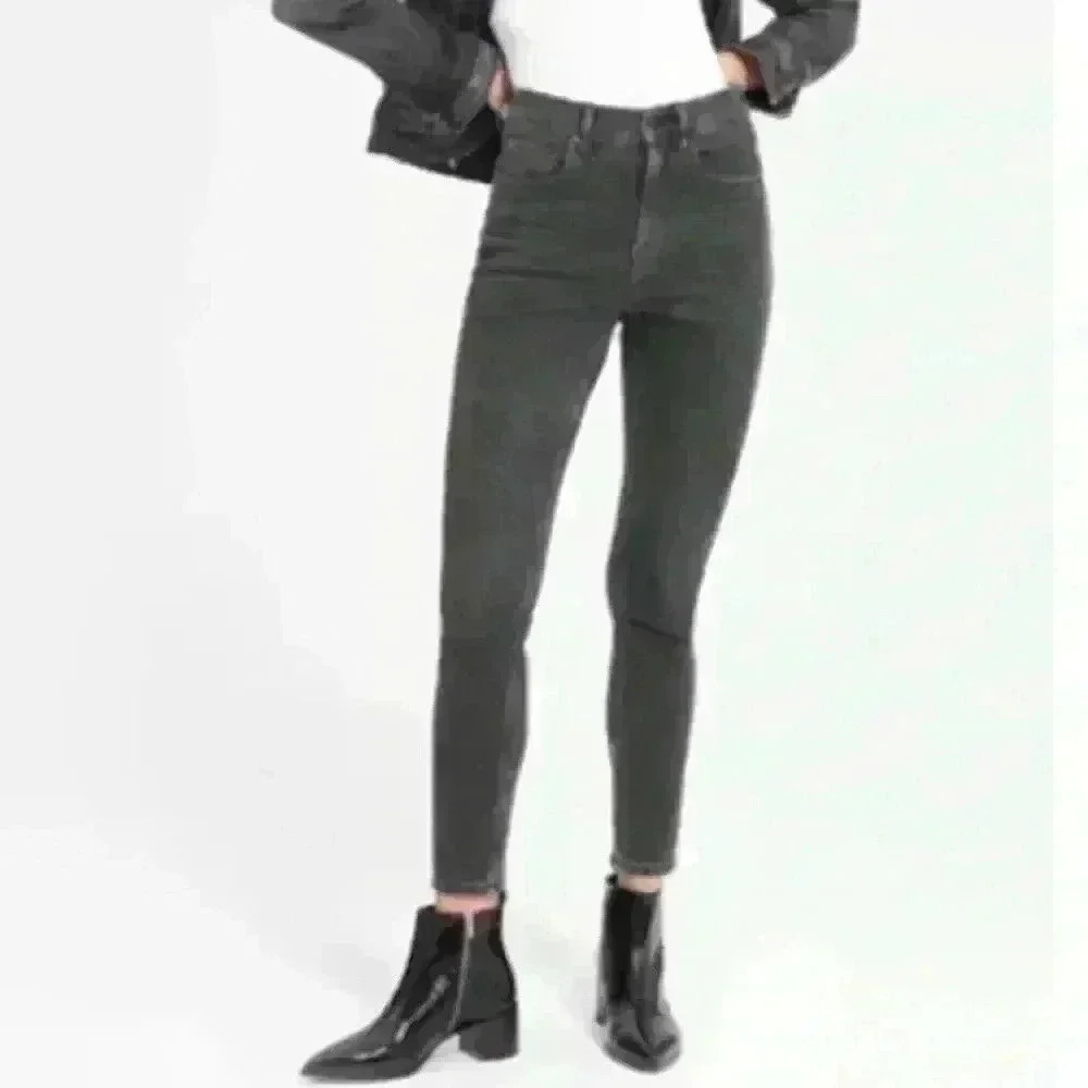Everlane black dark gray the high rise skinny jeans Washed Black sz 25 regular